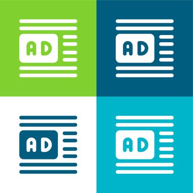 Advertisements Flat four color minimal icon set clipart