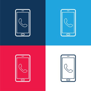 Auricular Telefon Ekranında mavi ve kırmızı en az dört renk simgesi
