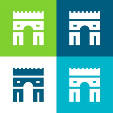 Ark De Triomphe Düz 4 renk simgesi seti