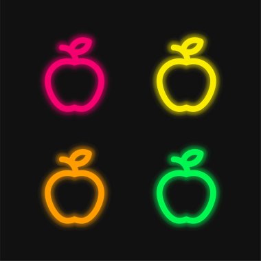 Apple dört renk parlayan neon vektör simgesi