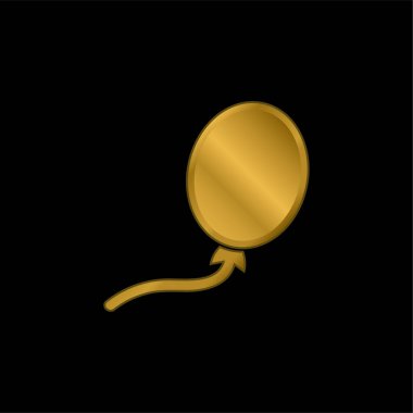 Balon Siyah Oval Şekli Altın kaplama metalik simge veya logo vektörü