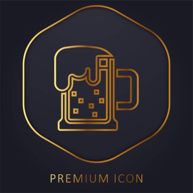 Bira kupası altın çizgi prim logosu veya simgesi