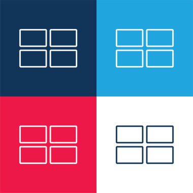 4 dikdörtgen mavi ve kırmızı dört renk minimal simgesi