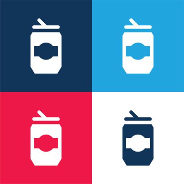 Beer Can blue and red four color minimal icon set clipart