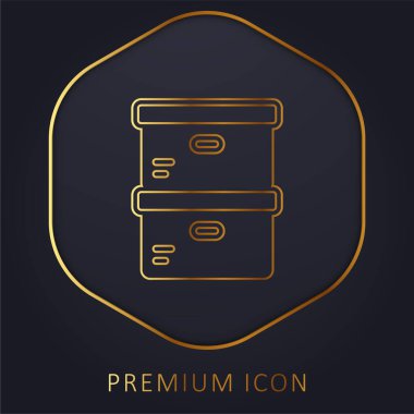 Altın çizgi premium logosunu veya simgesini kutular