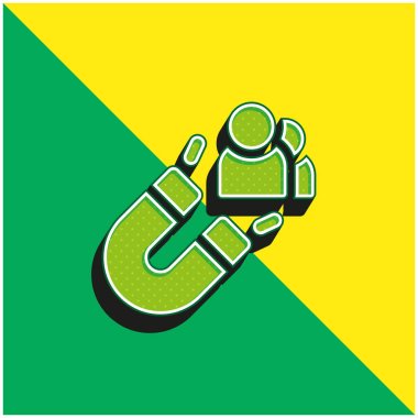 Müşteri Çekim Yeşil ve sarı 3D vektör simgesi logosu