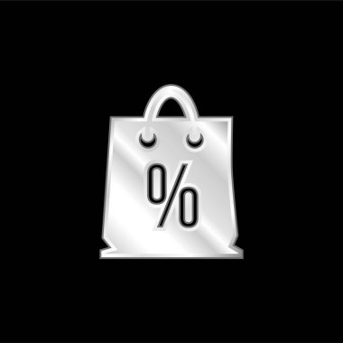 İndirim Sembollü Gümüş Kaplama Metalik Simge Çantası