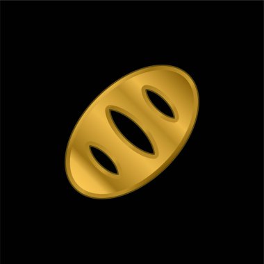 Ekmek altın kaplama metalik simge veya logo vektörü