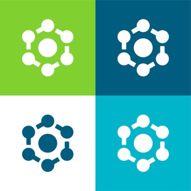 Benzen Düz 4 renk simgesi seti