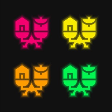 Dört renk parlayan neon vektör simgesi dengesi