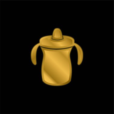 Bebek Eğitim Şişe Değişkeni altın kaplama metalik simge veya logo vektörü