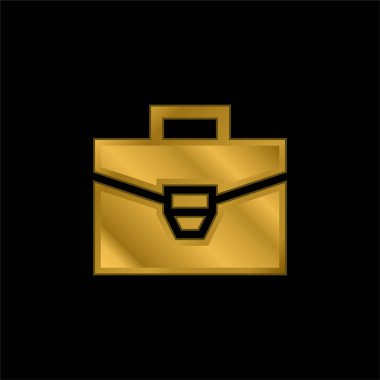 Evrak çantası altın kaplama metalik simge veya logo vektörü