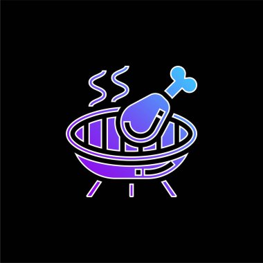 Barbecue blue gradient vector icon clipart