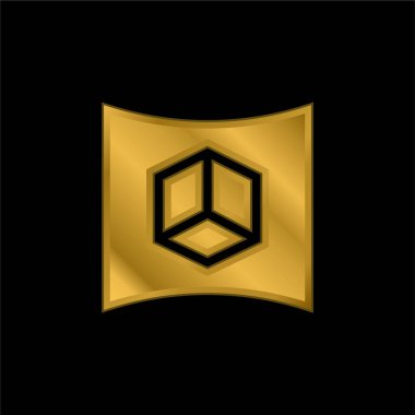3d Altın kaplama metalik simge veya logo vektörünü göster
