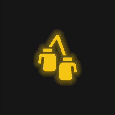 Boks sarı parlayan neon simgesi