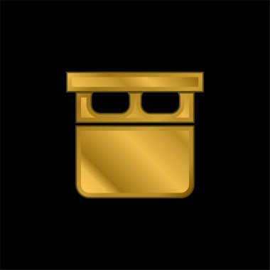 Etiketli Kutu Ve çizgili altın kaplama metalik simge veya logo vektörü