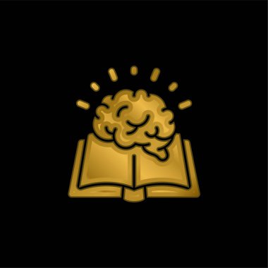 Kitap altın kaplamalı metalik simge veya logo vektörü