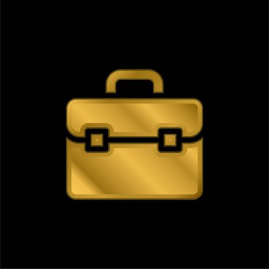 Evrak çantası altın kaplama metalik simge veya logo vektörü