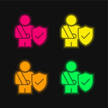 Parlayan dört renk neon vektör simgesi