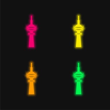 Berlin 'de parlayan dört renkli neon vektör simgesi