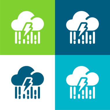 Bolt Flat four color minimal icon set clipart