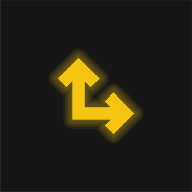 Arrows In Right Angle yellow glowing neon icon clipart