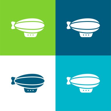 Hava Balonu Düz 4 renk minimal simgesi seti