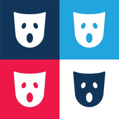 Astonishment Mask blue and red four color minimal icon set clipart