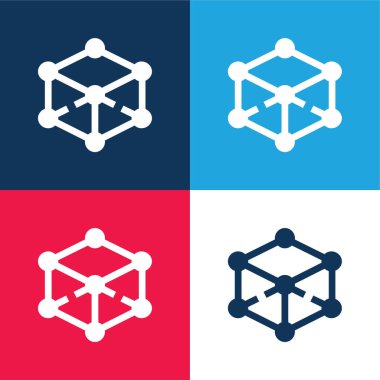 3d Modelleme Mavi ve Kırmızı Minimum Renk Simgesi