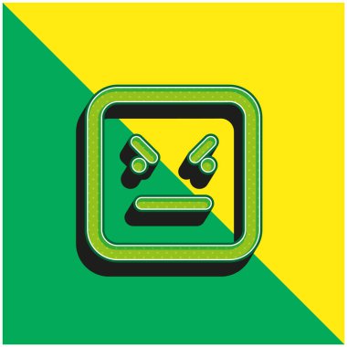 Kötü Duygu Meydanı Yüzü Yeşil ve Sarı 3D vektör simgesi logosu