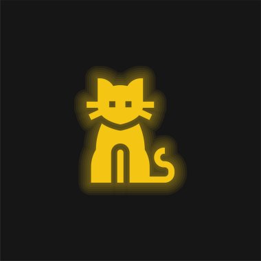 Siyah Kedi sarı parlak neon simgesi
