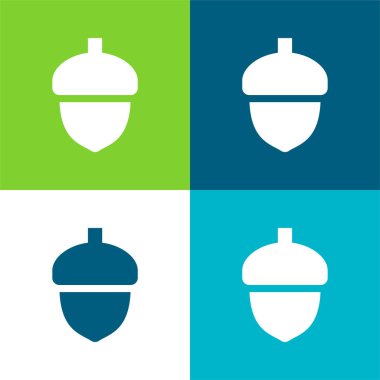 Meşe palamudu Düz 4 renk en küçük simge kümesi