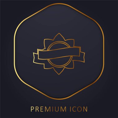Altın çizgi prim logosu veya simgesi olan Dairesel Çiçek Şeklinin Ödül Etiketi