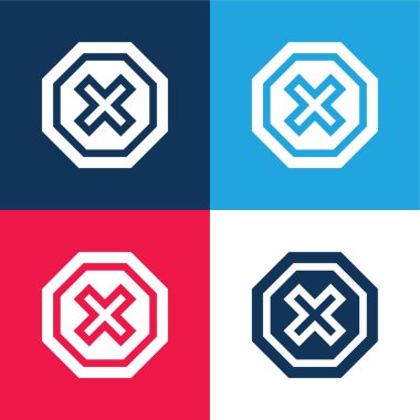 Reklam engelleyici mavi ve kırmızı dört renk minimal simgesi