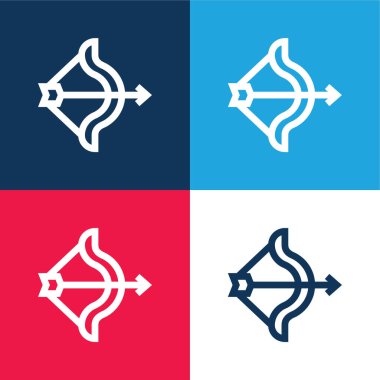 Okçuluk mavisi ve kırmızı dört renk minimal simge kümesi