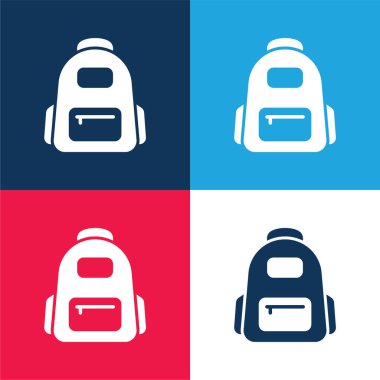 Poşet mavi ve kırmızı dört renk minimal simge seti