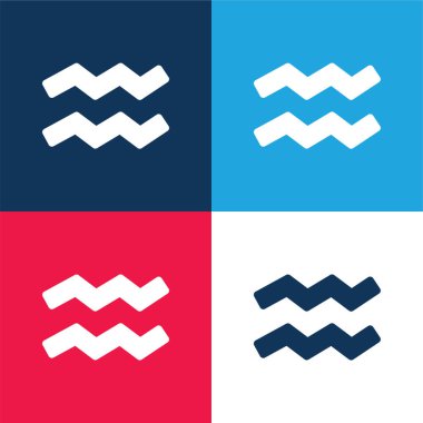 Kova mavisi ve kırmızı dört renk minimal simge kümesi