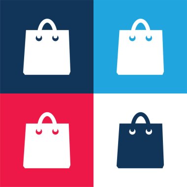 Black Shopping Bag Tool blue and red four color minimal icon set clipart