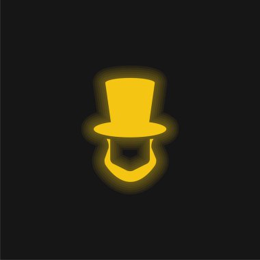 Abraham Lincoln Şapka ve Sakal Şekilleri Sarı parlak neon ikon