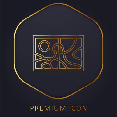 Soyut Boyama Manzarası Altın Çizgi prim logosu veya simgesi