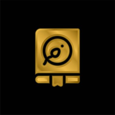 Kitap altın kaplamalı metalik simge veya logo vektörü