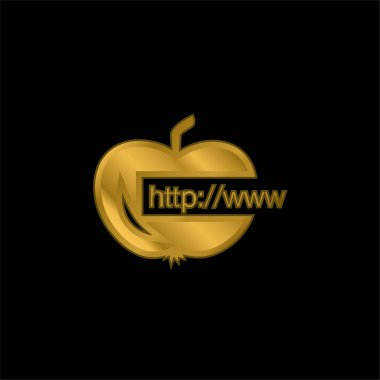 Apple Link gold plated metalic icon or logo vector clipart
