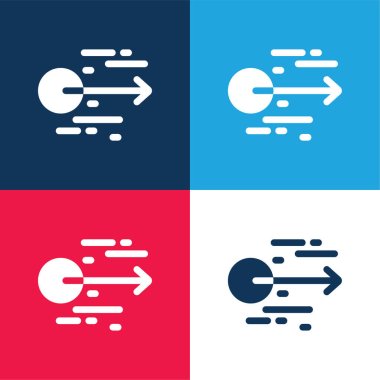 Acceleration blue and red four color minimal icon set clipart