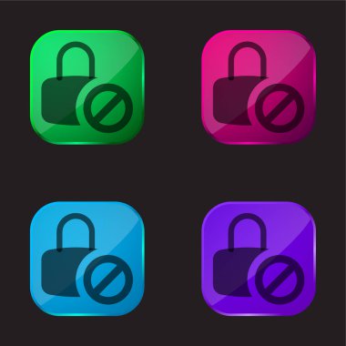 Blocked four color glass button icon clipart