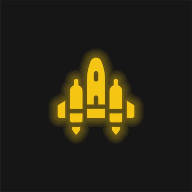 Parlayan sarı neon ikon uçak