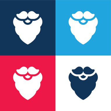 Sakal mavi ve kırmızı dört renk minimal simge kümesi