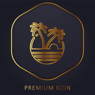 Plaj altın çizgisi logosu veya simgesi