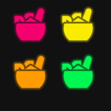 Ayurvedic dört renk parlayan neon vektör simgesi