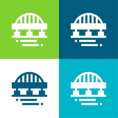 Köprü Düz 4 renk minimal simgesi seti