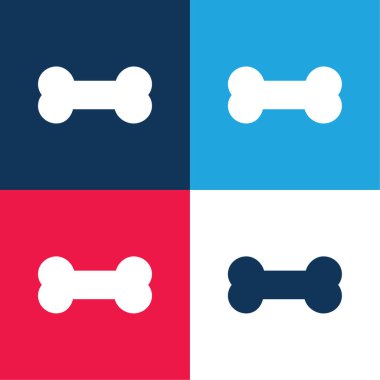 Bone blue and red four color minimal icon set clipart